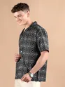 Black and White Printed Cuban Shirt